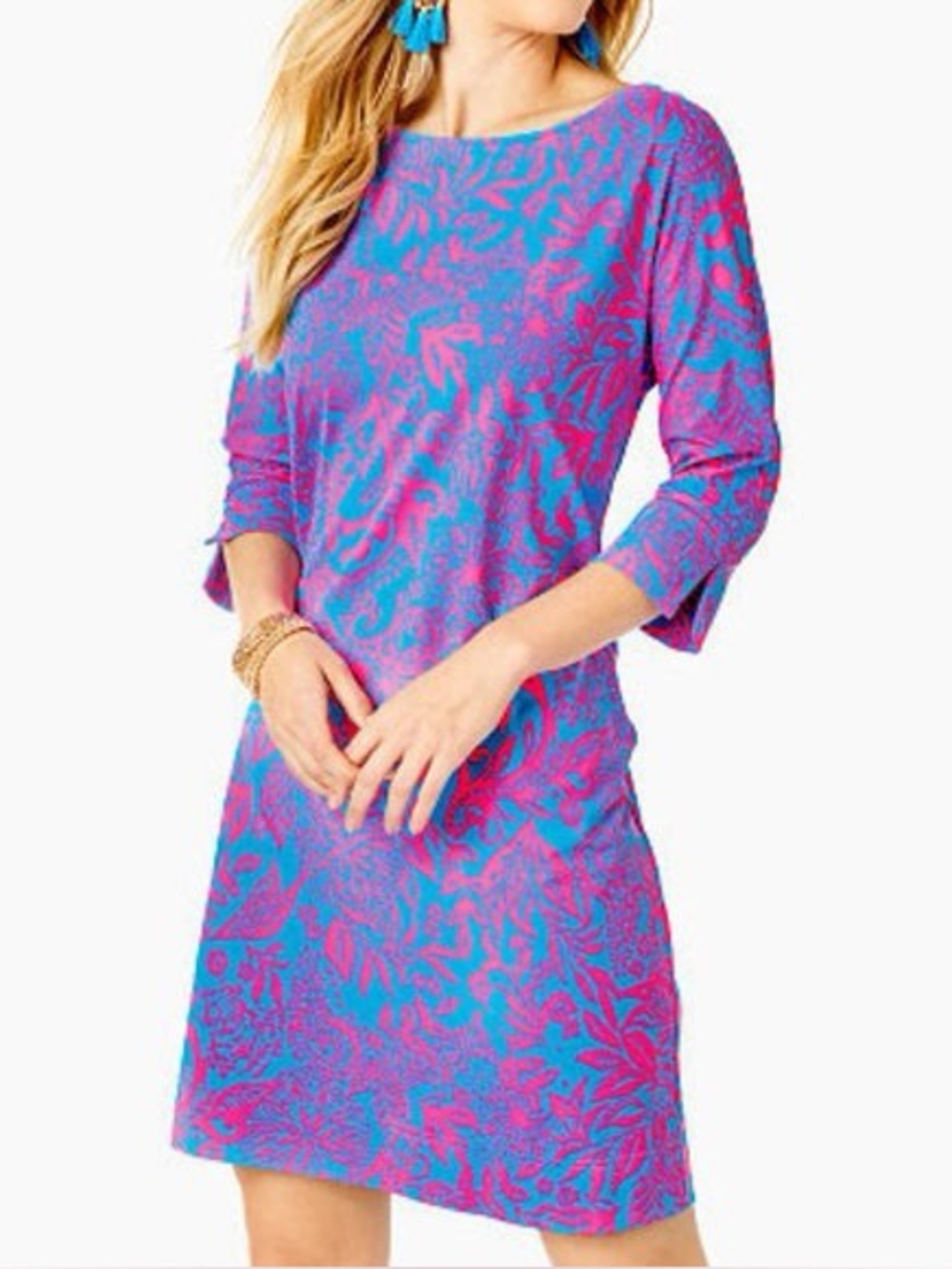 Lilly Pulitzer Braedyn Aura Pink Leaf An Impression Dress Resort Vibrant Size m